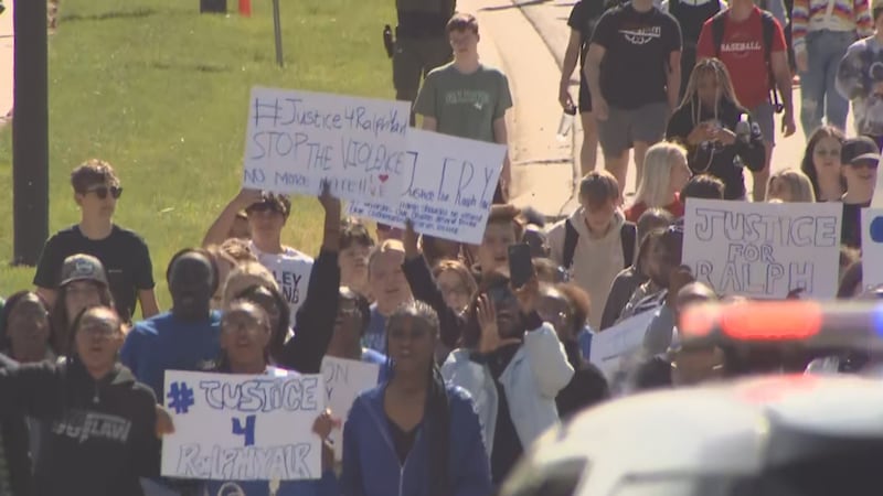 Hundreds of Staley High School students participated in a unity walk Tuesday morning.