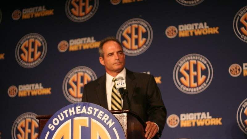 FILE: Missouri head football coach Gary Pinkel at 2012 SEC Media Days in Hoover, AL (WBRC photo)