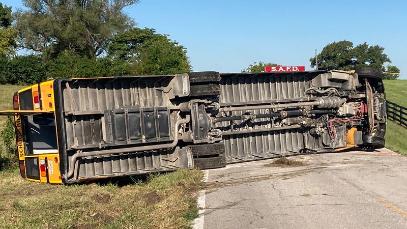 A school bus overturned in Clay County just after 8 a.m. on Sept. 12, injuring two elementary...